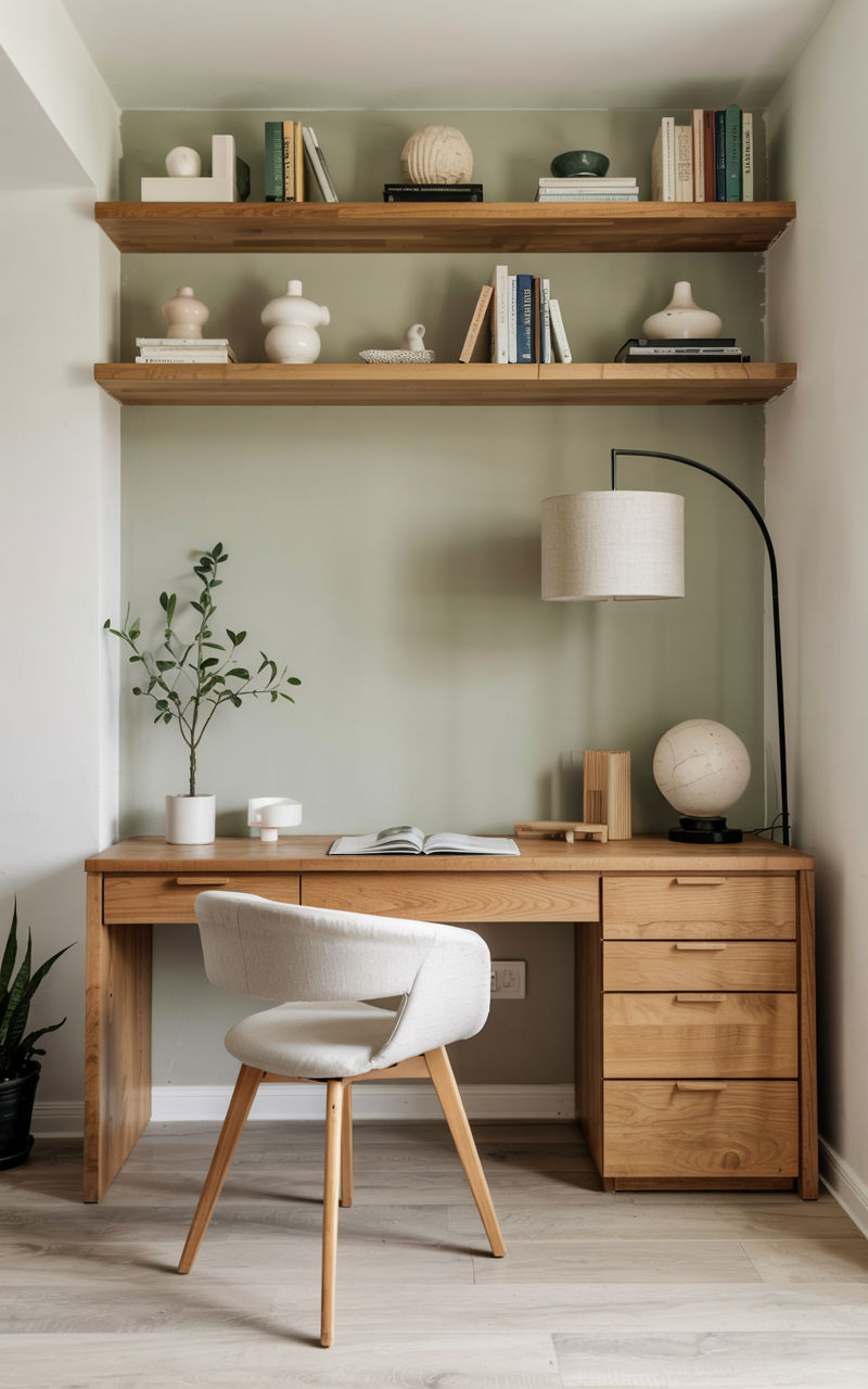 escritorio de madera estilo minimalista