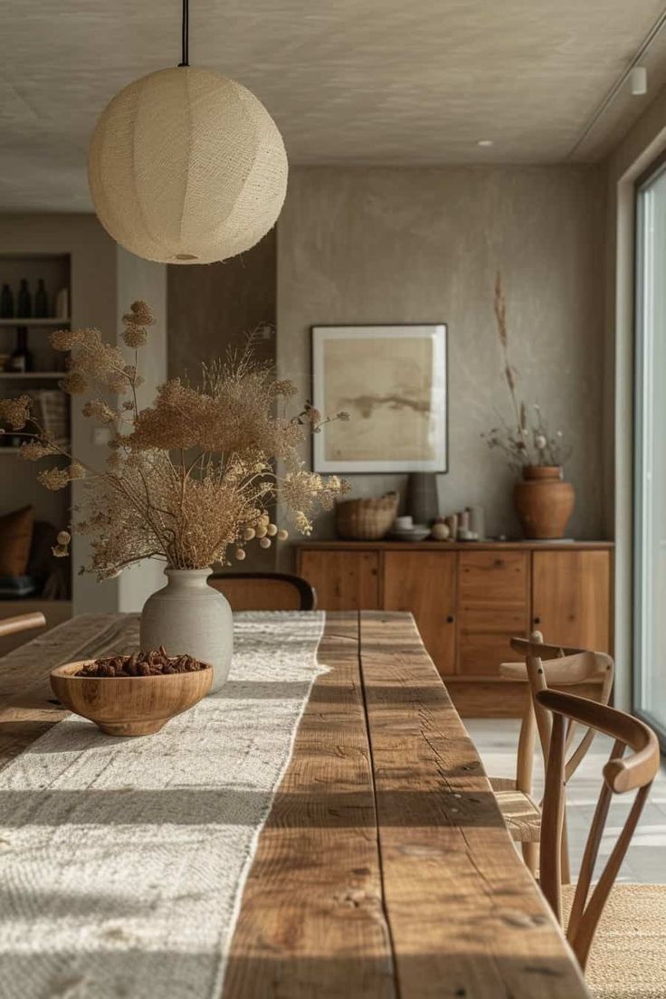 mesa de comedor de madera de roble estilo wabisabi